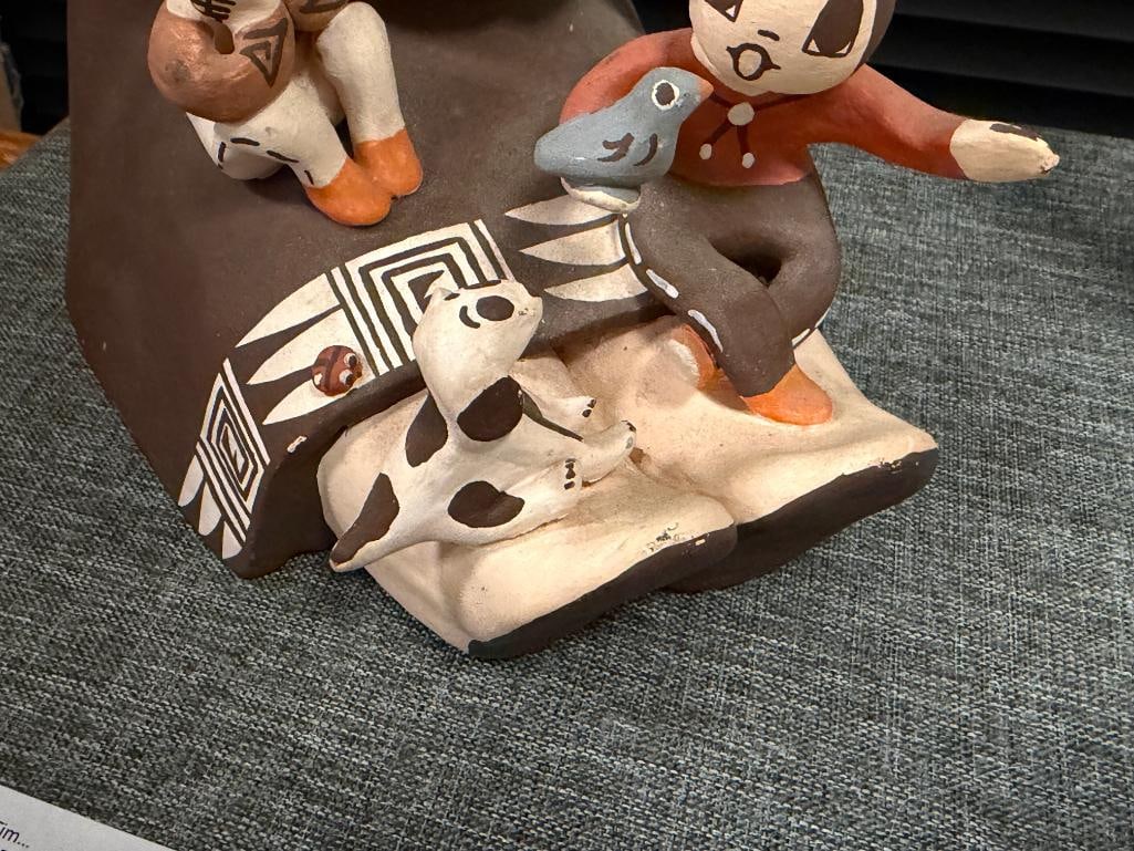 CHRISTINE AGGIE HENDERSON - PANCHO CELEBRATED ACOMA PUEBLO POTTERY ARTIST LARGE STORYTELLER DOLL - 6