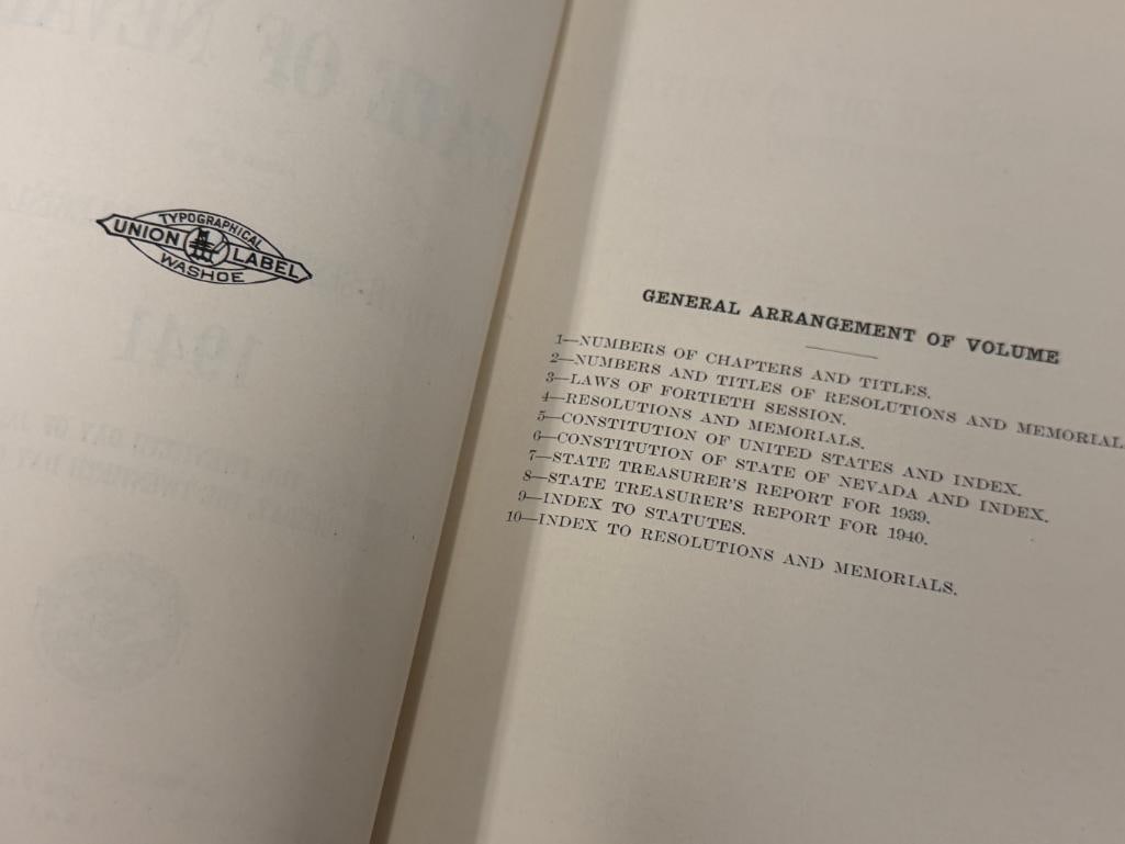 NEVADA 40TH SESSION LEGISLATURE OF THE STATE OF NEVADA 1941, 1910 REPORTS OF CASES STATE OF NEVADA - 12