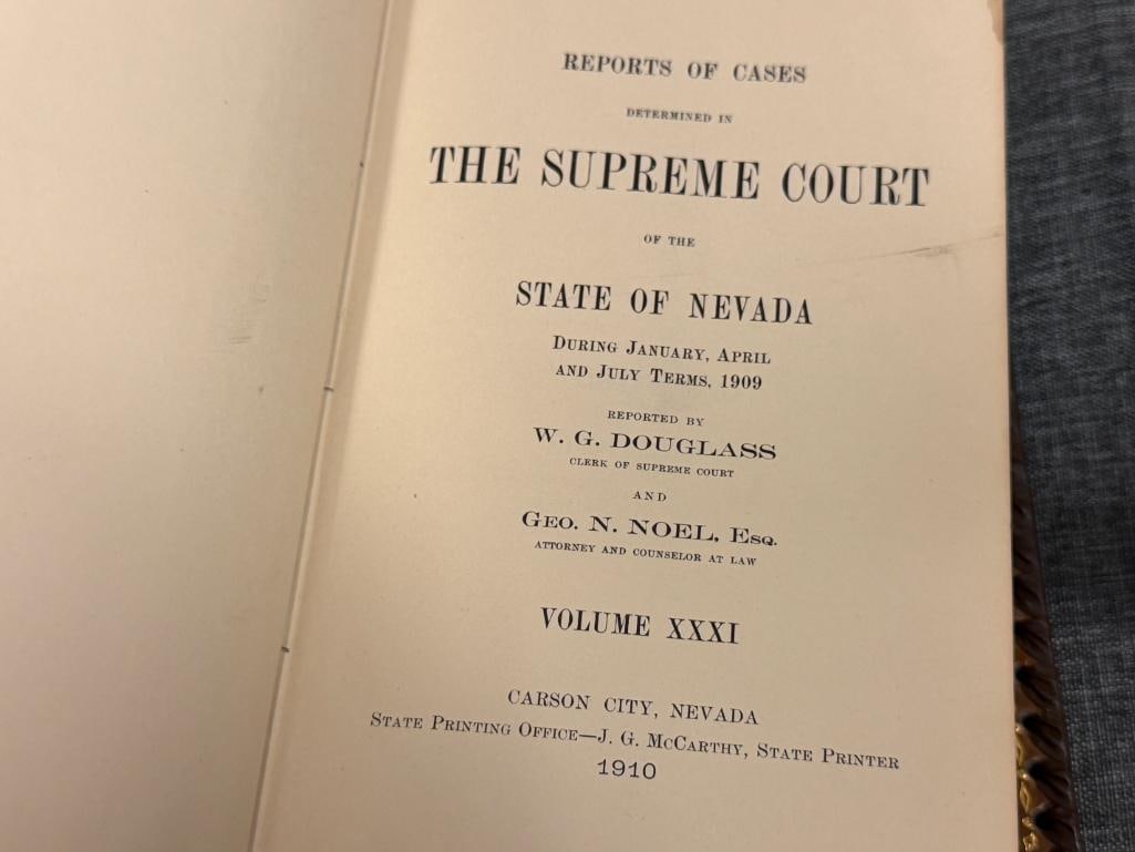 NEVADA 40TH SESSION LEGISLATURE OF THE STATE OF NEVADA 1941, 1910 REPORTS OF CASES STATE OF NEVADA - 5