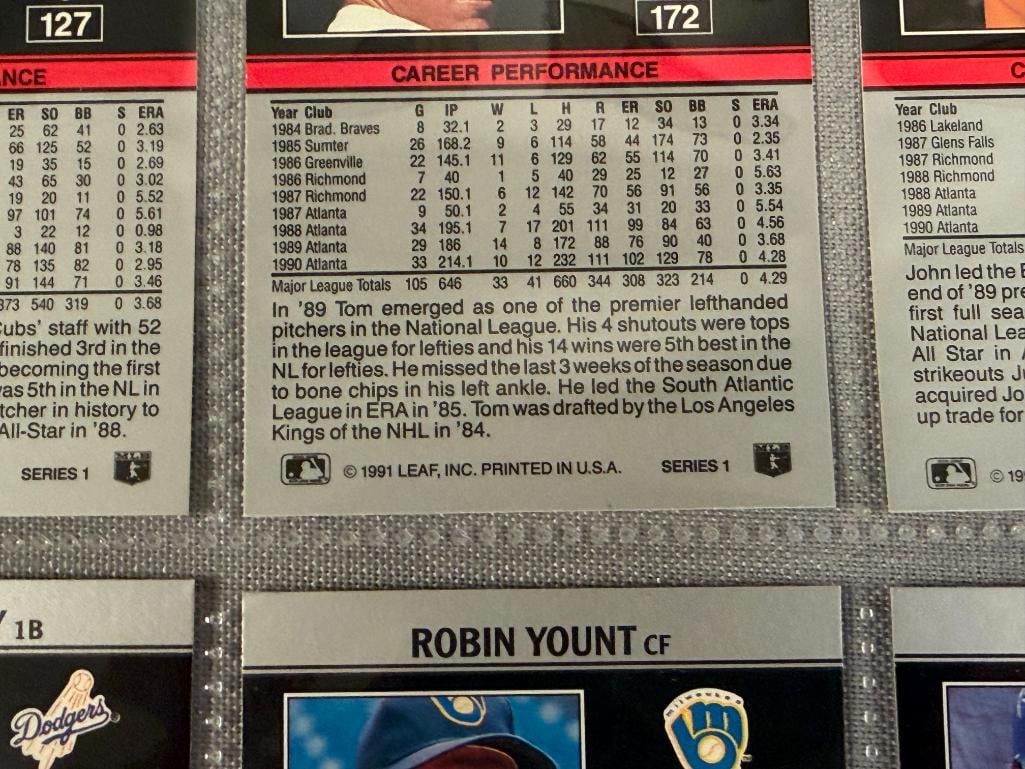 1991 LEAF BASEBALL CARDS HALL OF FAME / STARS ROBIN YOUNT, GREG MADDUX, OZZIE SMITH, JOHN SMOLTZ - 10