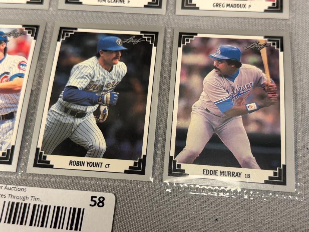 1991 LEAF BASEBALL CARDS HALL OF FAME / STARS ROBIN YOUNT, GREG MADDUX, OZZIE SMITH, JOHN SMOLTZ - 5
