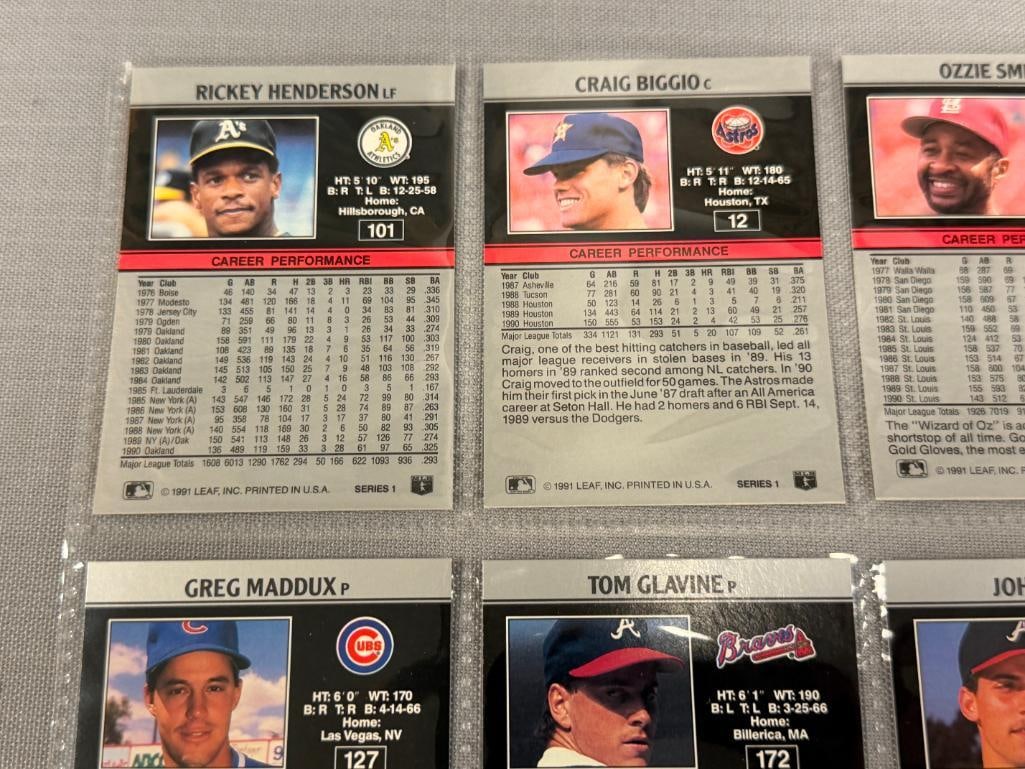 1991 LEAF BASEBALL CARDS HALL OF FAME / STARS ROBIN YOUNT, GREG MADDUX, OZZIE SMITH, JOHN SMOLTZ - 7