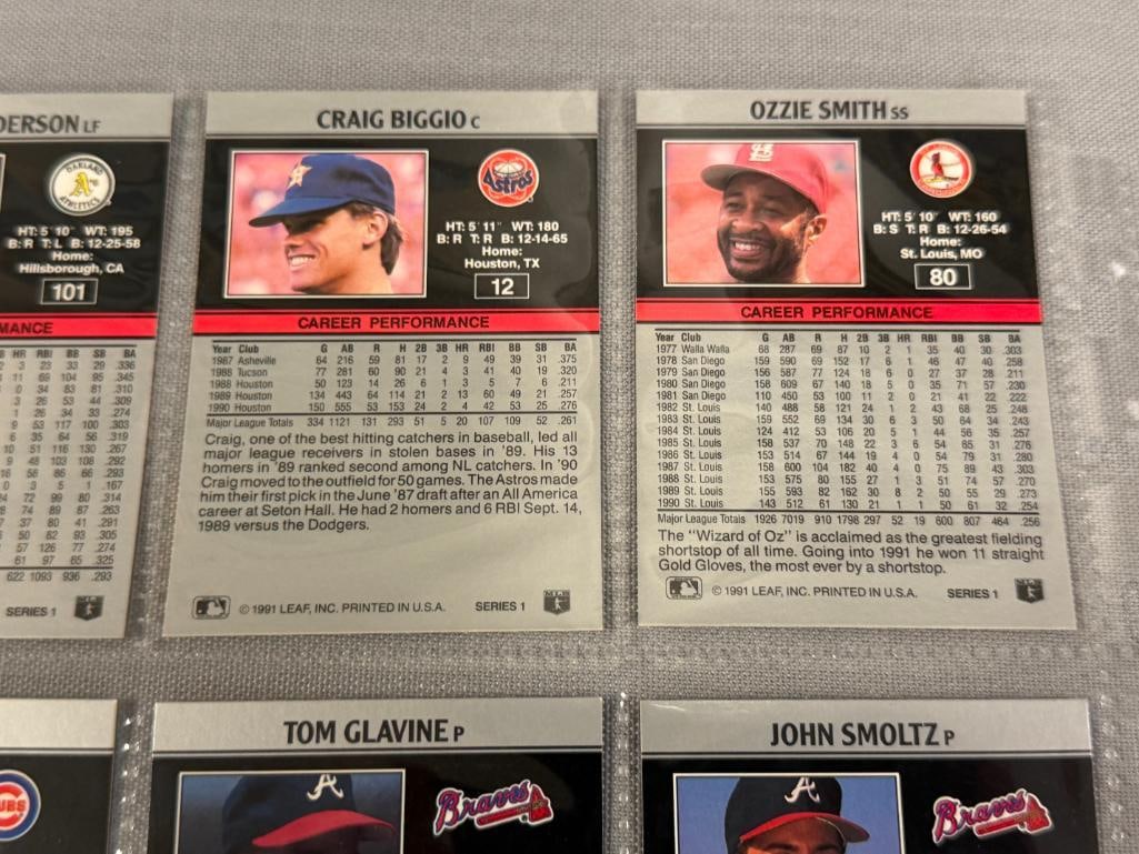 1991 LEAF BASEBALL CARDS HALL OF FAME / STARS ROBIN YOUNT, GREG MADDUX, OZZIE SMITH, JOHN SMOLTZ - 8