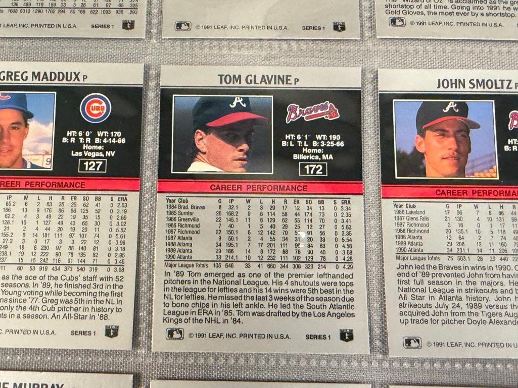 1991 LEAF BASEBALL CARDS HALL OF FAME / STARS ROBIN YOUNT, GREG MADDUX, OZZIE SMITH, JOHN SMOLTZ - 9