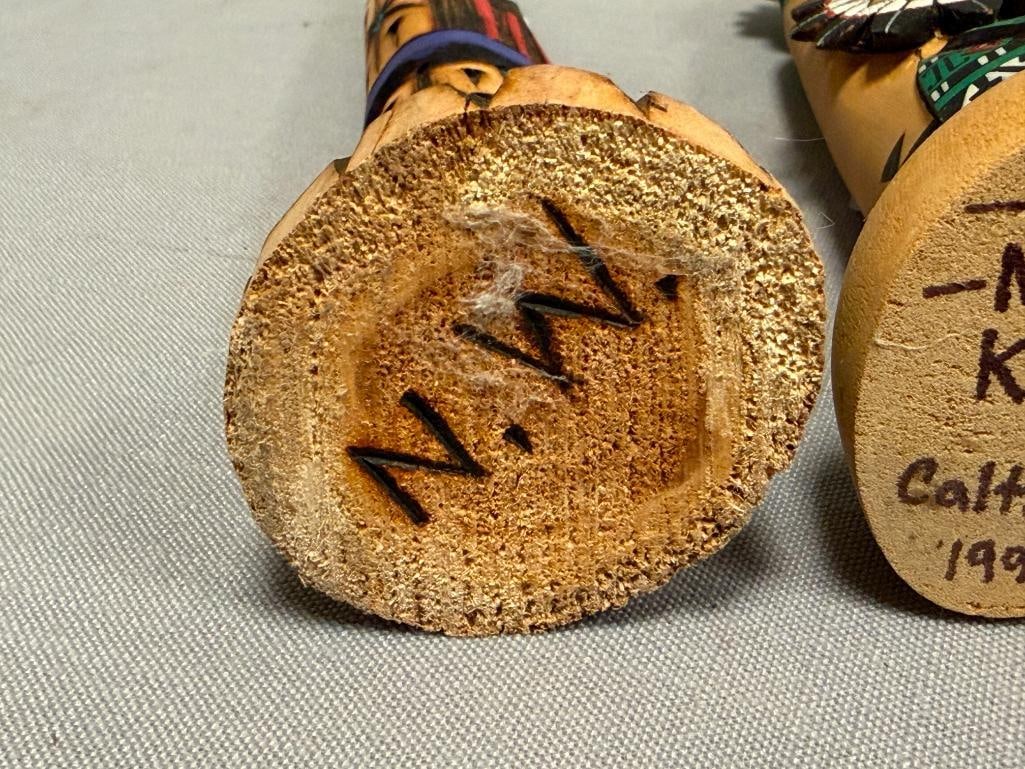 HAND CRAFTED COTTON WOOD KACHINAS SHALAKO AND SUN MORNING BY NANCY WOODMAN CALTON HARVEY - 10
