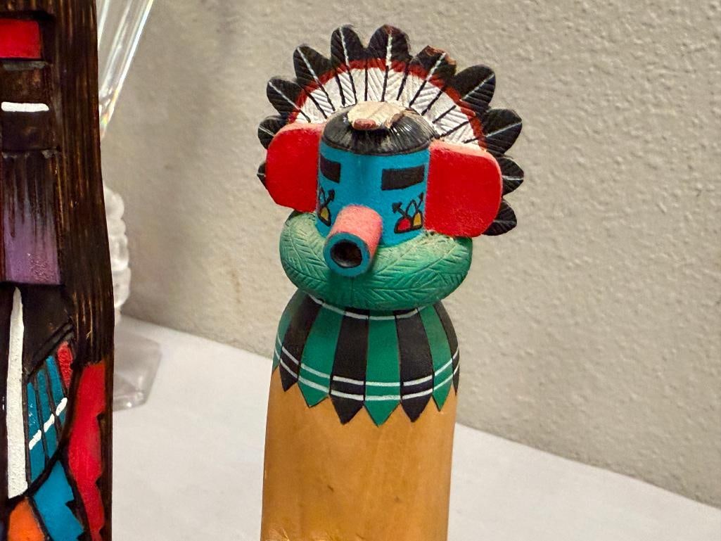 HAND CRAFTED COTTON WOOD KACHINAS SHALAKO AND SUN MORNING BY NANCY WOODMAN CALTON HARVEY - 2