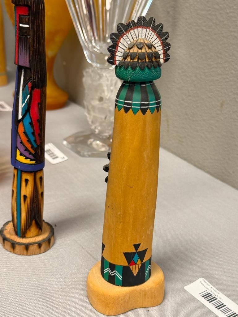 HAND CRAFTED COTTON WOOD KACHINAS SHALAKO AND SUN MORNING BY NANCY WOODMAN CALTON HARVEY - 4