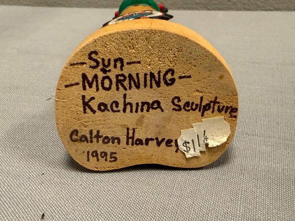 HAND CRAFTED COTTON WOOD KACHINAS SHALAKO AND SUN MORNING BY NANCY WOODMAN CALTON HARVEY - 5
