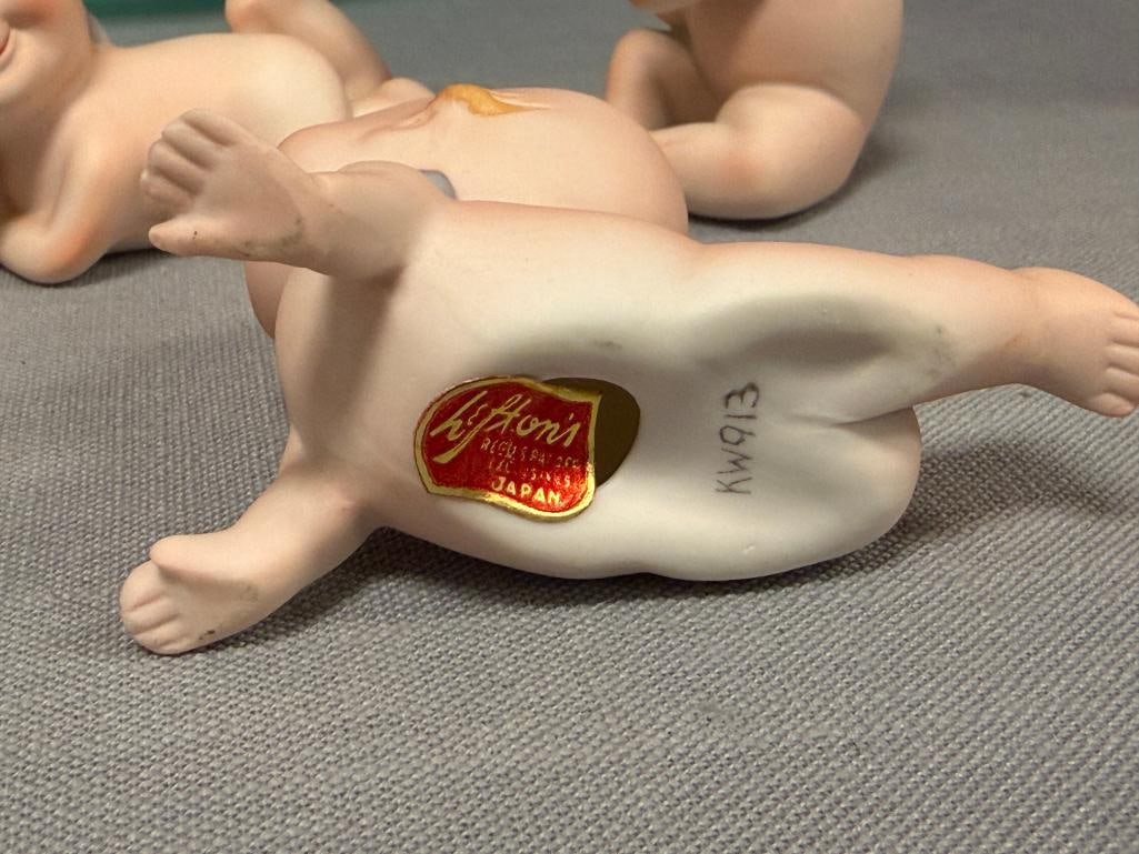 VINTAGE LEFTON'S CHINA HAND PAINTED PORCELAIN KEWPIE BABY DOLLS MADE IN JAPAN - 7