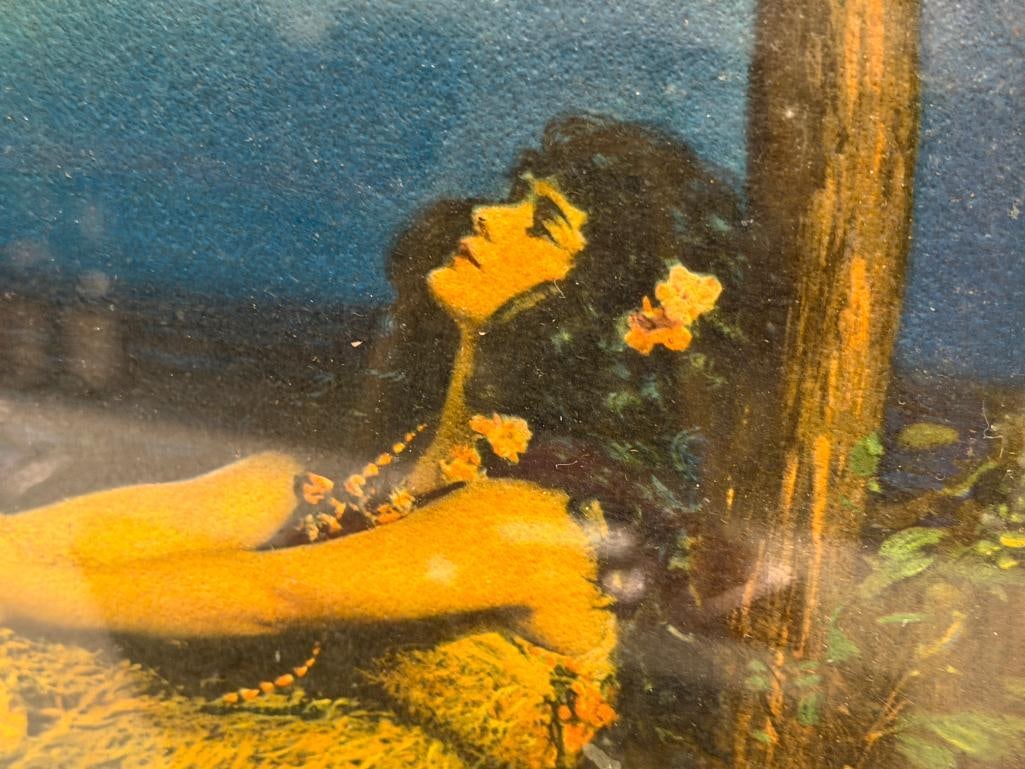 VINTAGE PRINT HAWAIIAN HULA GIRL UNDER FULLMOON - 4