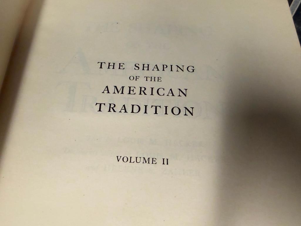 " THE SHAPING OF AMERICAN TRADITION " TEXT BY LOUIS M. HACKER HARDBACK BOOK COPYRIGHT 1947 - 6