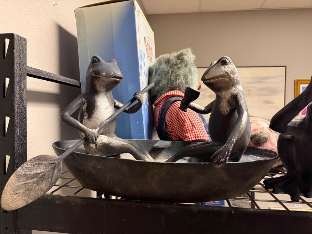 THREE SPI HOME " FROG FRIENDS " CAST ALUMINUM GARDEN YARD ART SCULPTURES - 3