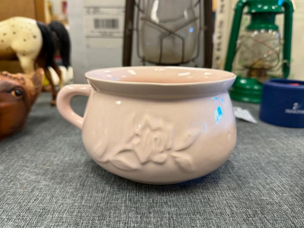 BRUSH U.S.A. MADE POTTERY MUG IN FAINT PINK GLAZE NO. 191 ROSE DESIGN - 2