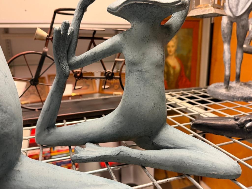 THREE SPI HOME " FROG FRIENDS " YOGA CLASS CAST ALUMINUM GARDEN YARD ART SCULPTURES - 10