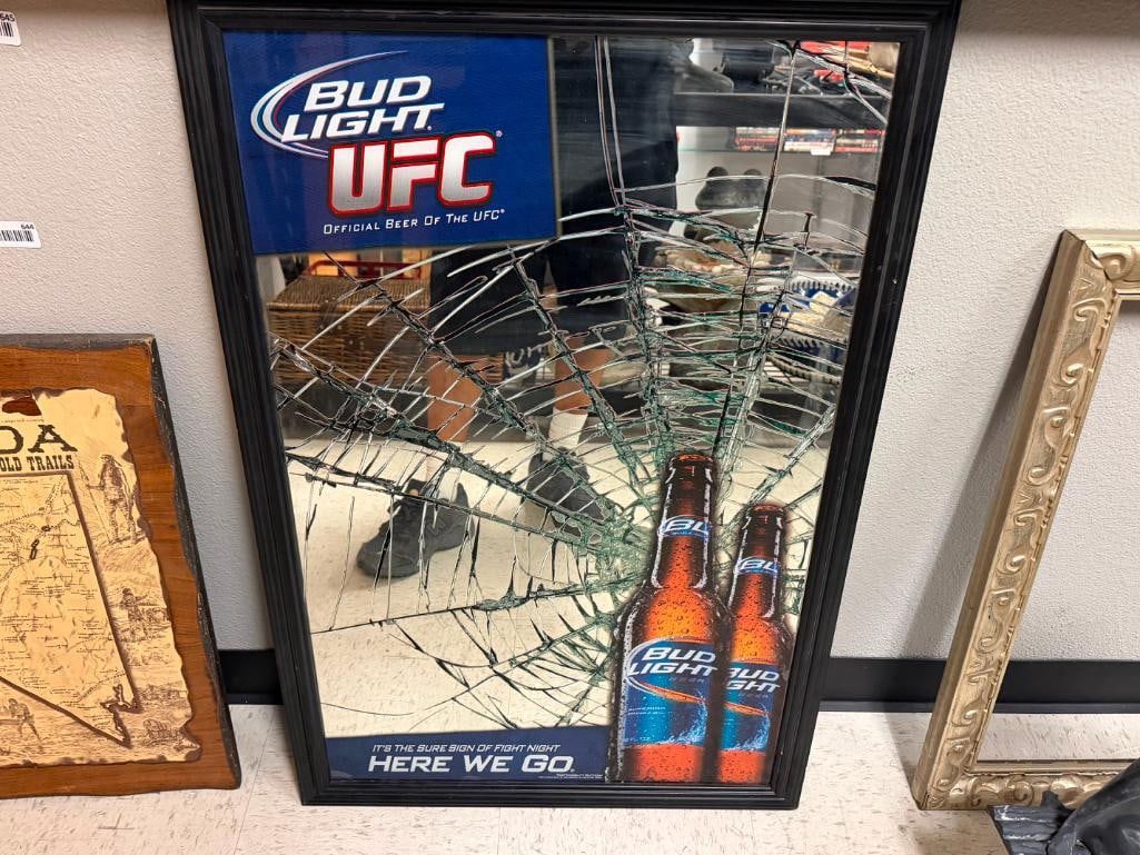BUD LIGHT OFFICIAL BEER OF THE UFC ADVERTISEMENT BAR MIRROR BEER SIGN - 2