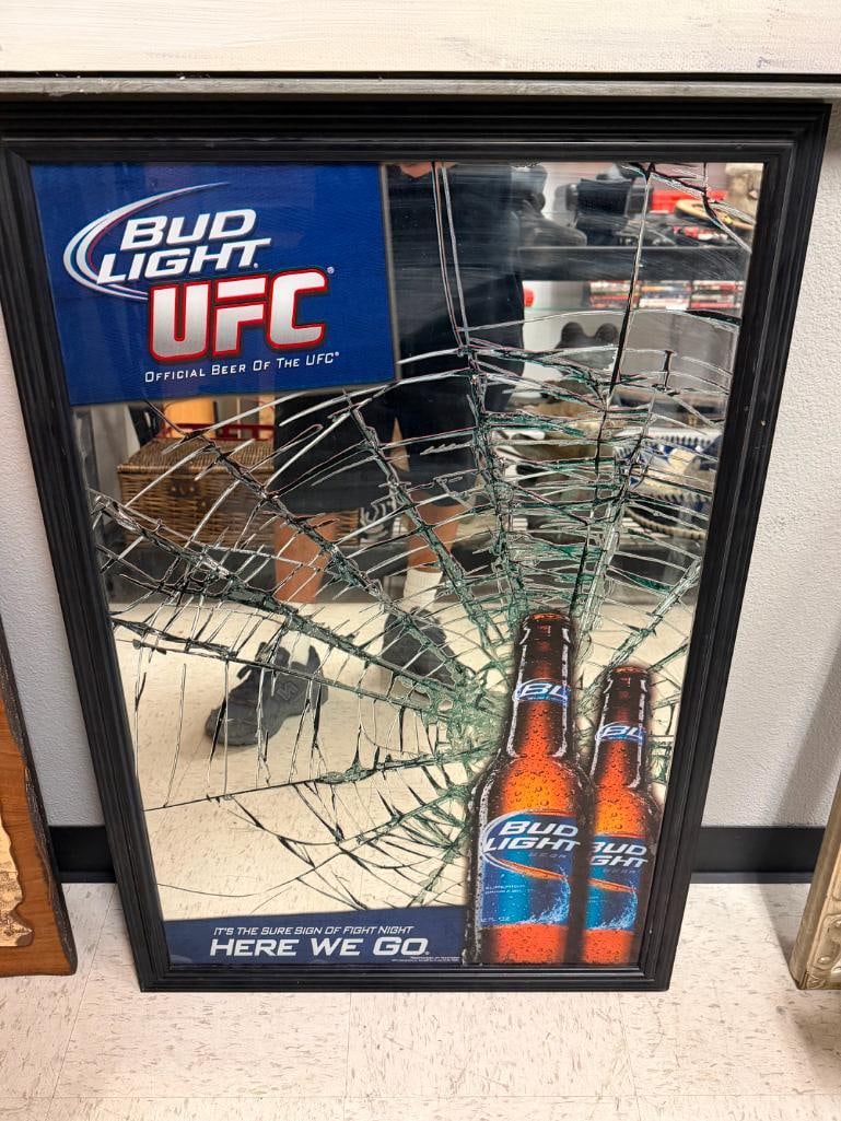 BUD LIGHT OFFICIAL BEER OF THE UFC ADVERTISEMENT BAR MIRROR BEER SIGN - 3