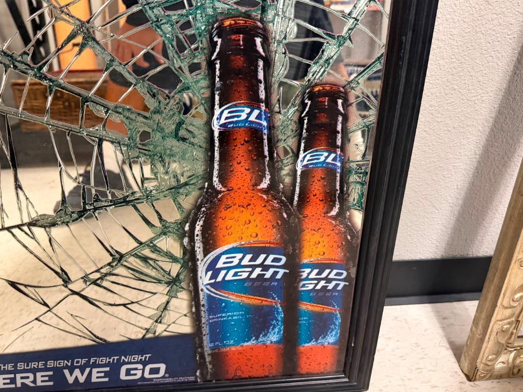 BUD LIGHT OFFICIAL BEER OF THE UFC ADVERTISEMENT BAR MIRROR BEER SIGN - 5