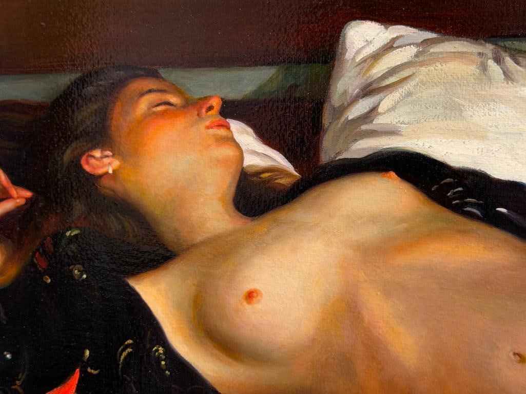 EVAN WILSON AMERICAN ARTIST ORIGINAL OIL ON CANVAS RECREATION NUDE PAINTING TITLED CARLA 1996 - 4