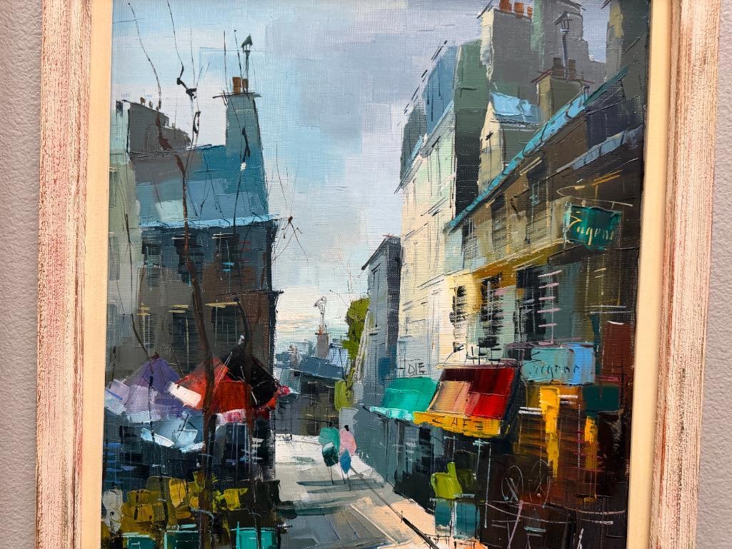 ORIGINAL OIL ON CANVAS PARISIAN PAINTING RUE DU CALVAIRE MONTMARTE PARIS - 2