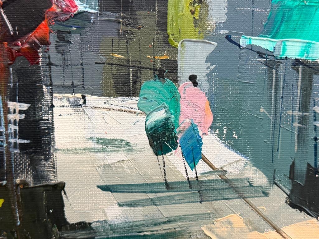 ORIGINAL OIL ON CANVAS PARISIAN PAINTING RUE DU CALVAIRE MONTMARTE PARIS - 4