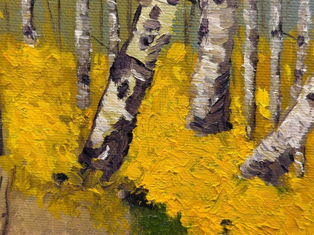 JESSE D. RASBERRY CALIFORNIA / TEXAS ARTIST ORIGINAL OIL ON CANVAS FOREST LANDSCAPE BIRCH TREES - 4