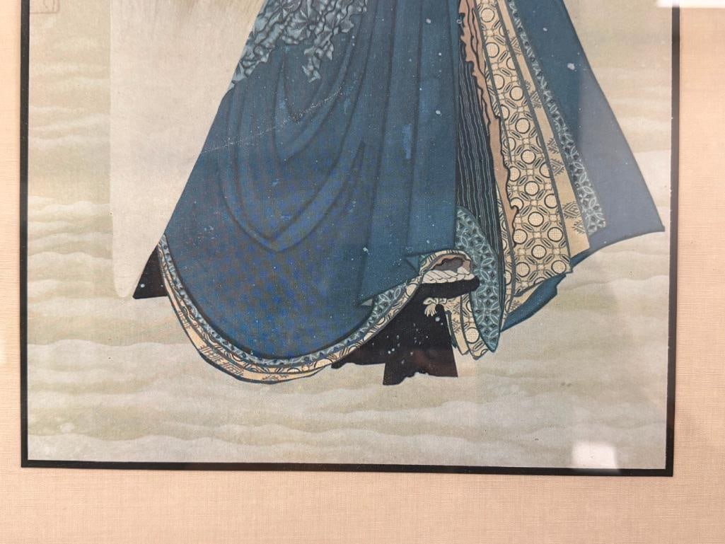 " BEAUTY IN THE SNOW " KATSUSHIKA HOKUSAI JAPANESE PRINT - 7