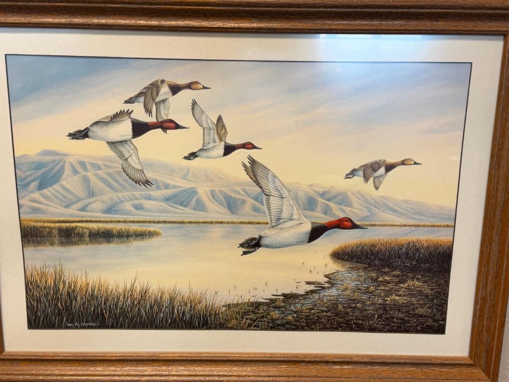 WILLIAM A. MOORE NEVADA ARTIST LIMITED EDITION PRINT CANVAS BACK DUCKS - 2