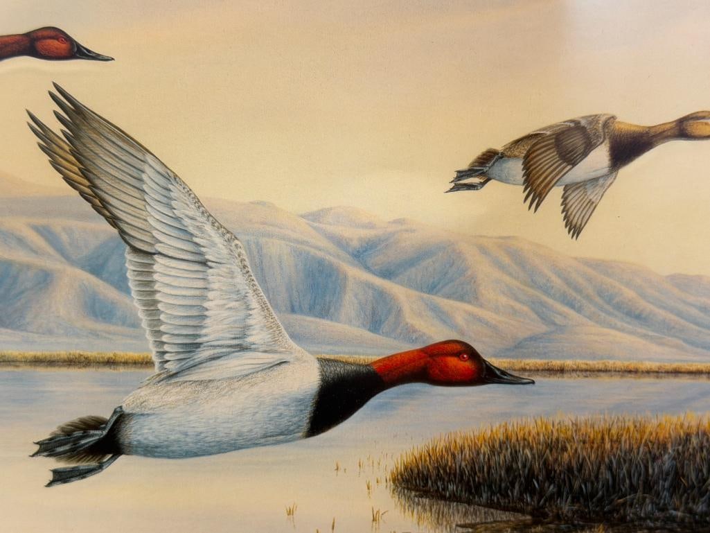 WILLIAM A. MOORE NEVADA ARTIST LIMITED EDITION PRINT CANVAS BACK DUCKS - 3