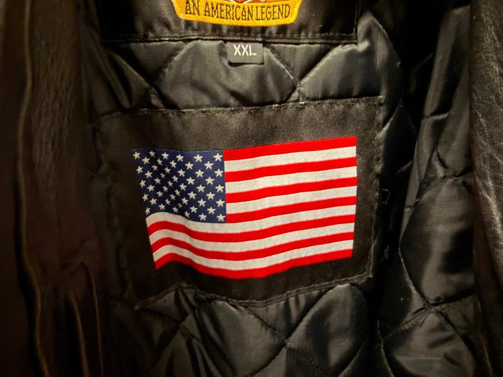 MEN'S HARLEY DAVIDSON MOTORCYCLES BLACK LEATHER RIDING JACKET AND PURPLE HOG BLACK LEATHER CHAPS - 4