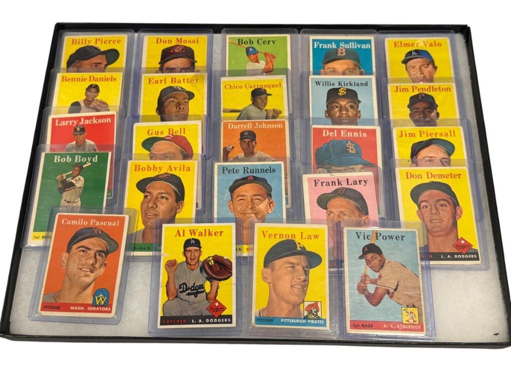 1958 TOPPS BASEBALL CARDS FILLER / COMMON CARDS 24 TOTAL: EACH CARD IS IN A PROTECTIVE SLEEVE, FILLER / COMMON CARDS 