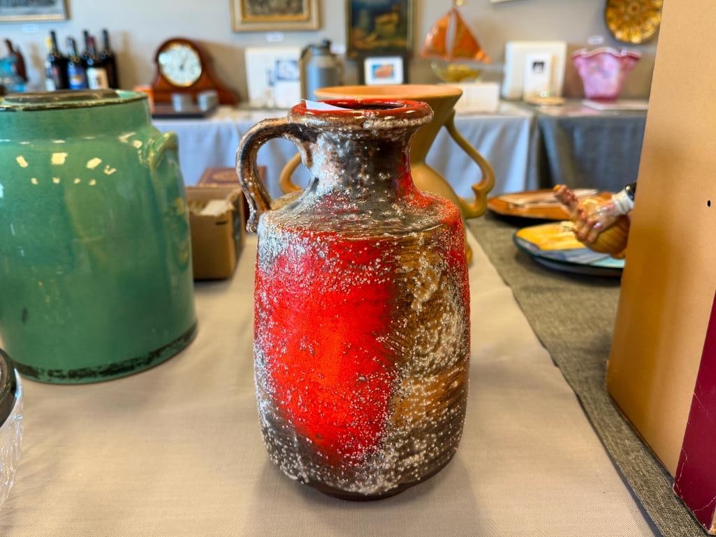 MID-CENTURY CARSTENS TONNIESHOF FAT LAVA TEXTURED POTTERY PITCHER MODEL 7065-25 - 2