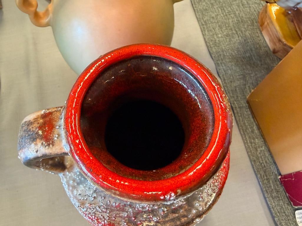 MID-CENTURY CARSTENS TONNIESHOF FAT LAVA TEXTURED POTTERY PITCHER MODEL 7065-25 - 3