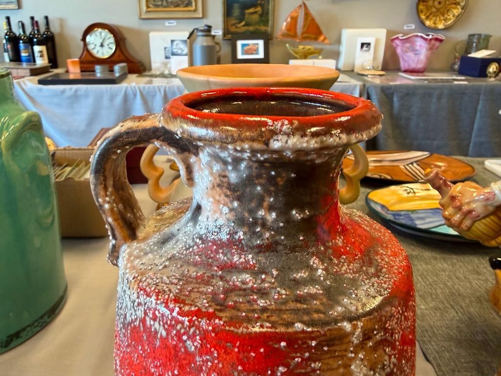 MID-CENTURY CARSTENS TONNIESHOF FAT LAVA TEXTURED POTTERY PITCHER MODEL 7065-25 - 4