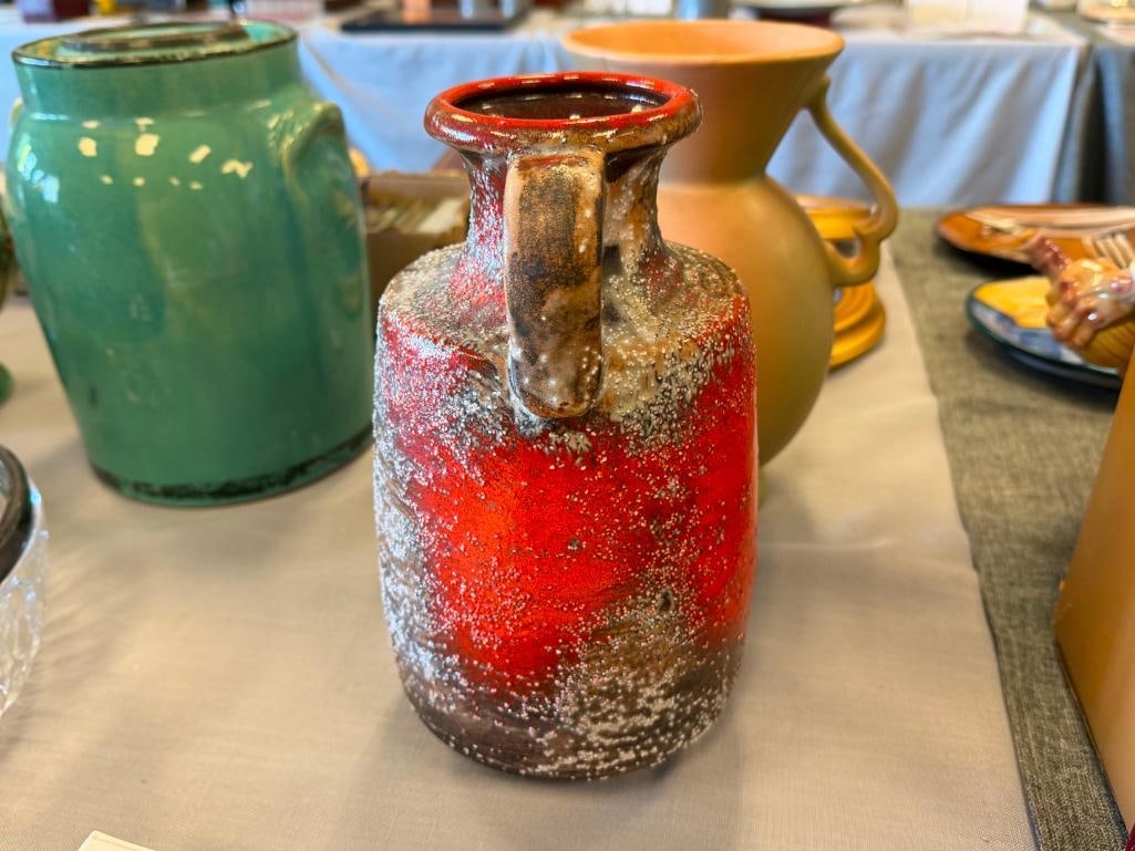 MID-CENTURY CARSTENS TONNIESHOF FAT LAVA TEXTURED POTTERY PITCHER MODEL 7065-25 - 6