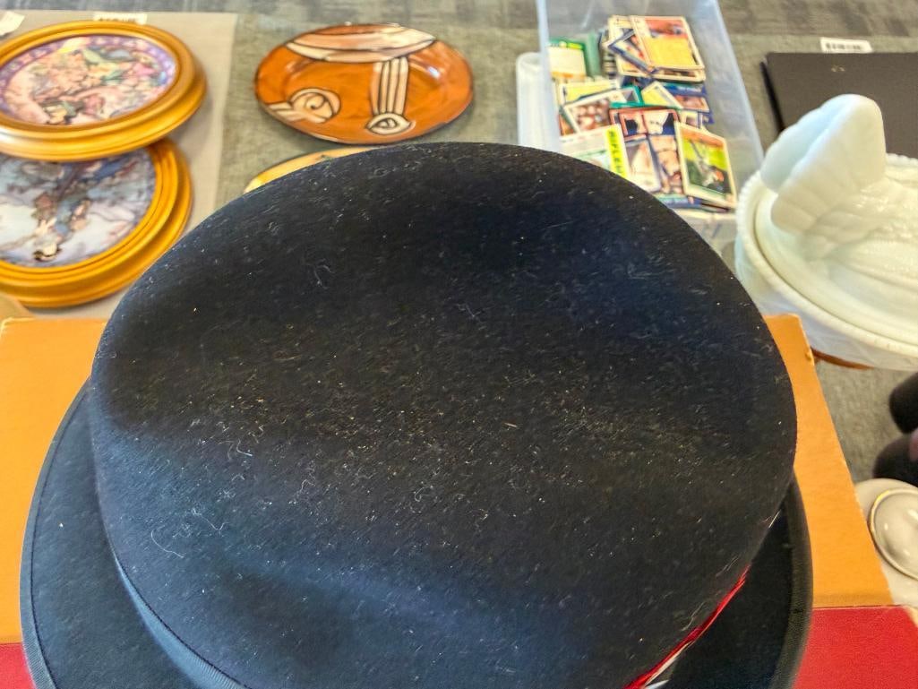VINTAGE ROYAL STETSON BLACK FUR FELT FEDORA PURCHASED FROM THE VILLAGE MENS SHOP ILLINOIS SIZE 6 ... - 6