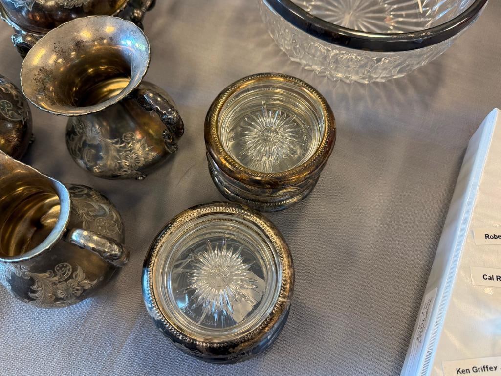 HOMAN SILVER PLATE CO. ANTIQUE HAND CHASED SILVER TEA SET - 3