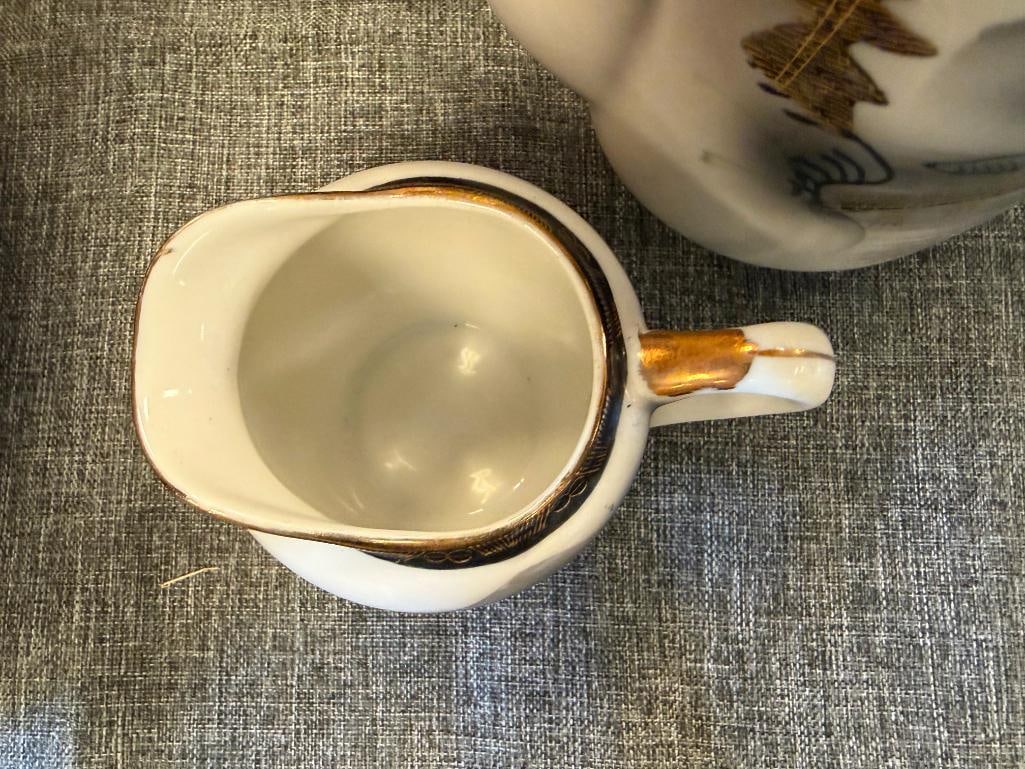HAYASI KUTANI HAPANESE EGGSHELL CHINA TEA SET WITH LITHOPANE HAND PAINTED LANDSCAPE MOTIF - 18