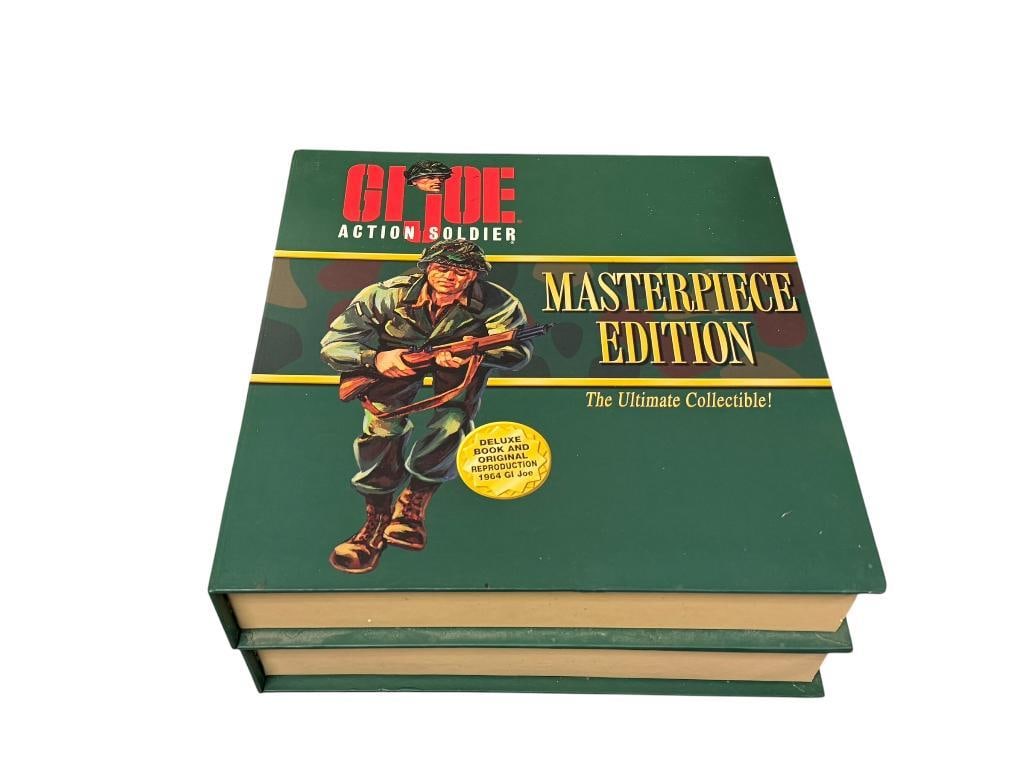 1964 G.I. JOE REPRODUCTION ACTION SOLDIER DOLLS MASTERPIECE EDITION 1996 HASBRO: BOTH INCLUDE BOOK, DOLL, INSIGNIAS, BLONDE HAIR AND BROWN HAIR VERSIONS, NEW IN ORIGINAL BOXES