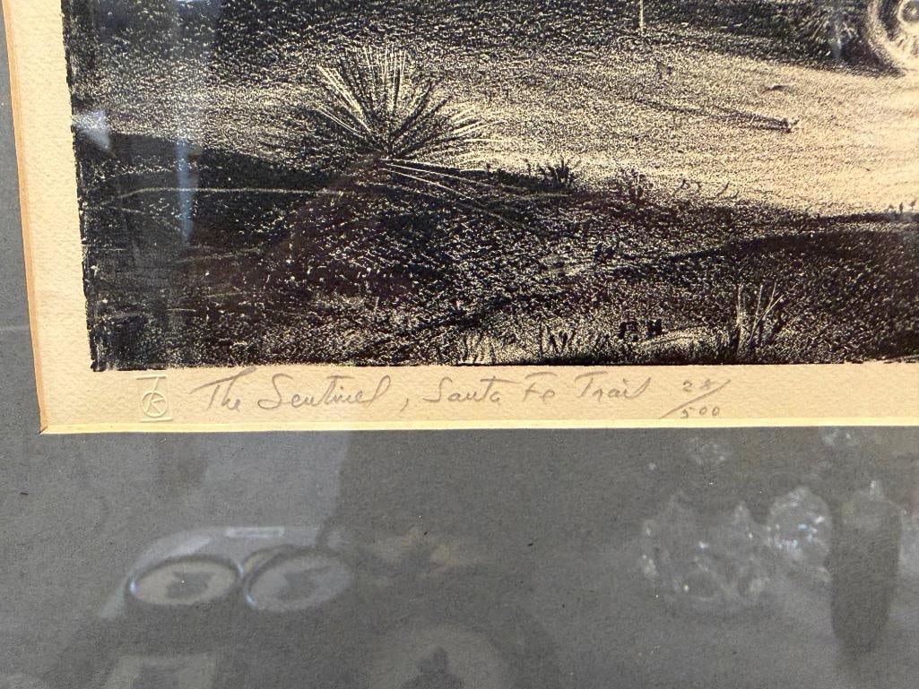 PETER HURD LIMITED EDITION LITHOGRAPH THE SENTINEL SANTA FE TRAIL NO. 28/500 - 5