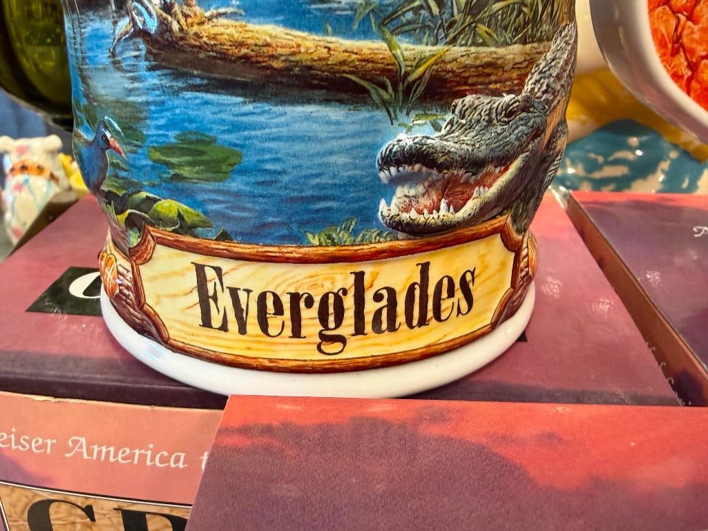 BUDWEISER AMERICA THE BEAUTIFUL NATIONAL PARK SERIES BEER STEINS IN RELIEF WITH PEWTER FLIP LIDS - 10