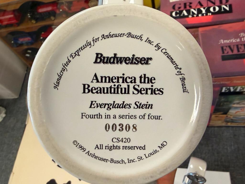 BUDWEISER AMERICA THE BEAUTIFUL NATIONAL PARK SERIES BEER STEINS IN RELIEF WITH PEWTER FLIP LIDS - 13