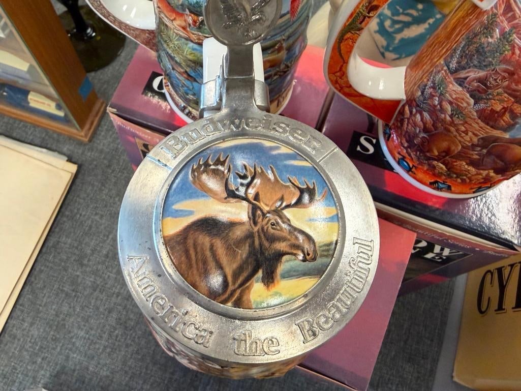 BUDWEISER AMERICA THE BEAUTIFUL NATIONAL PARK SERIES BEER STEINS IN RELIEF WITH PEWTER FLIP LIDS - 5