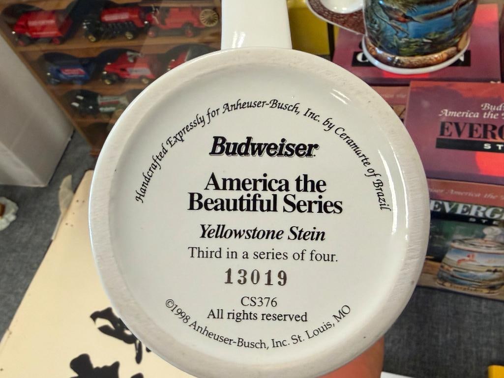 BUDWEISER AMERICA THE BEAUTIFUL NATIONAL PARK SERIES BEER STEINS IN RELIEF WITH PEWTER FLIP LIDS - 9