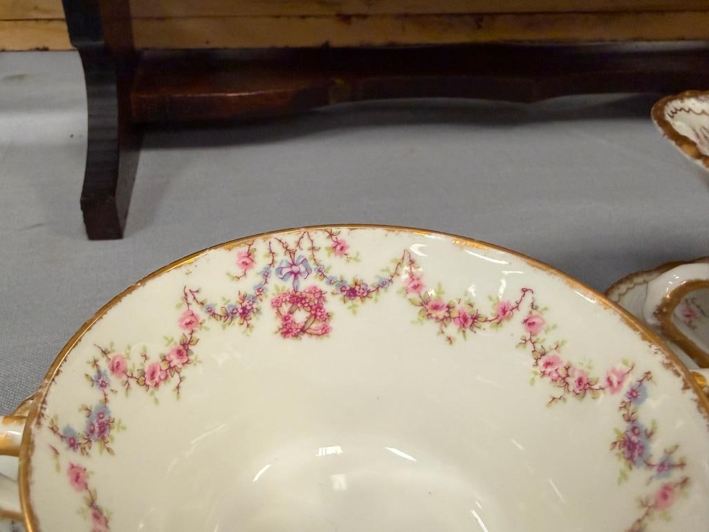 ANTIQUE VICTORIAN ERA THEODORE HAVILAND LIMOGES BOUILLON AND CUSTARD RAMEKINS WITH SAUCERS - 13