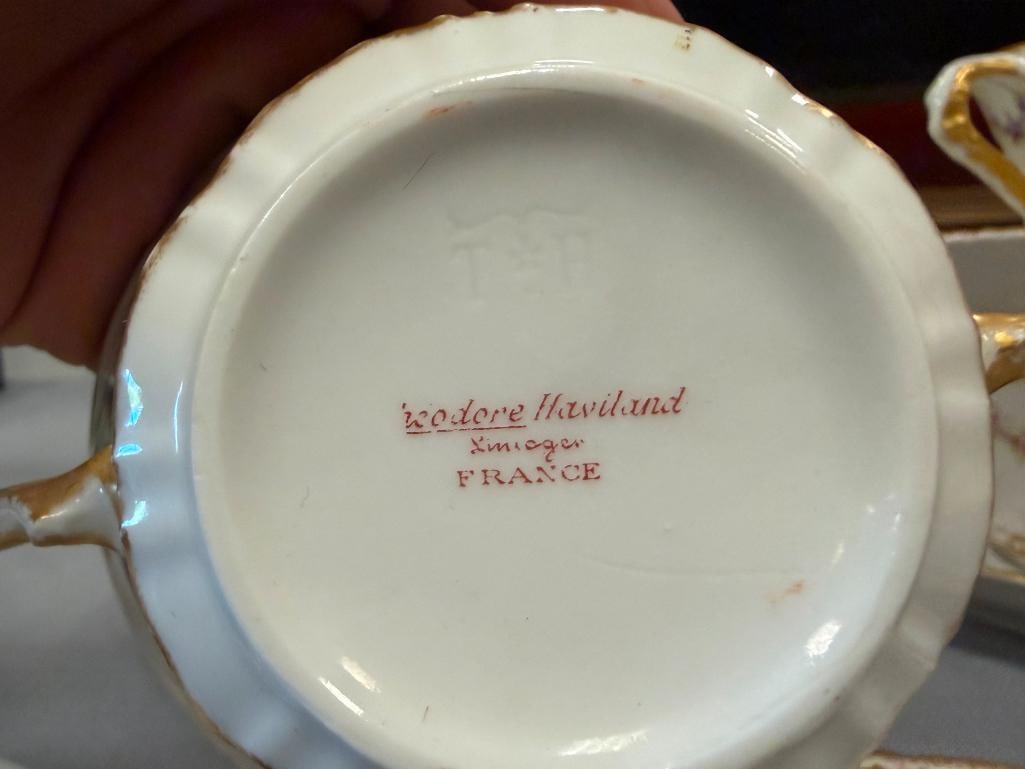 ANTIQUE VICTORIAN ERA THEODORE HAVILAND LIMOGES BOUILLON AND CUSTARD RAMEKINS WITH SAUCERS - 14
