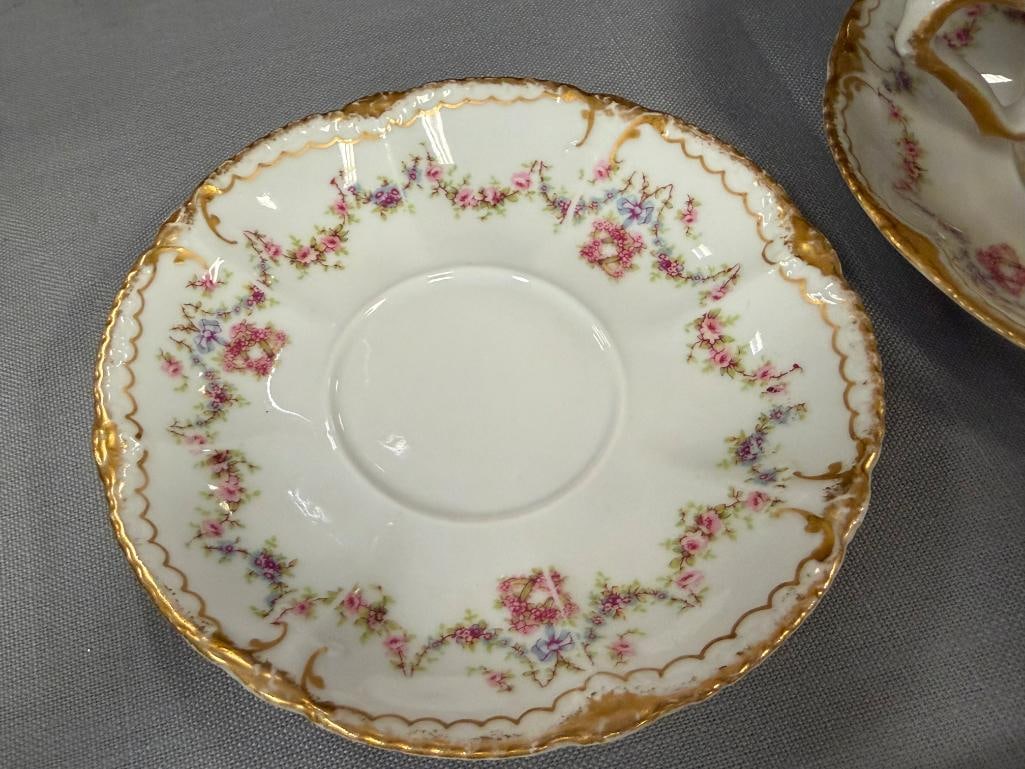 ANTIQUE VICTORIAN ERA THEODORE HAVILAND LIMOGES BOUILLON AND CUSTARD RAMEKINS WITH SAUCERS - 15