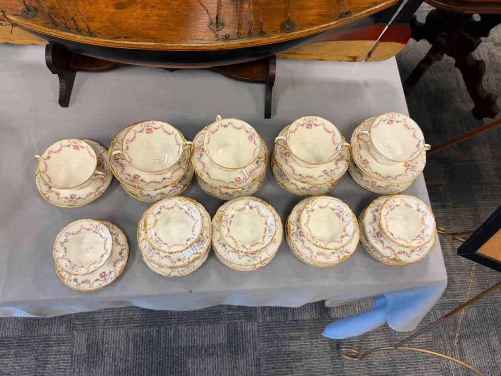 ANTIQUE VICTORIAN ERA THEODORE HAVILAND LIMOGES BOUILLON AND CUSTARD RAMEKINS WITH SAUCERS - 18