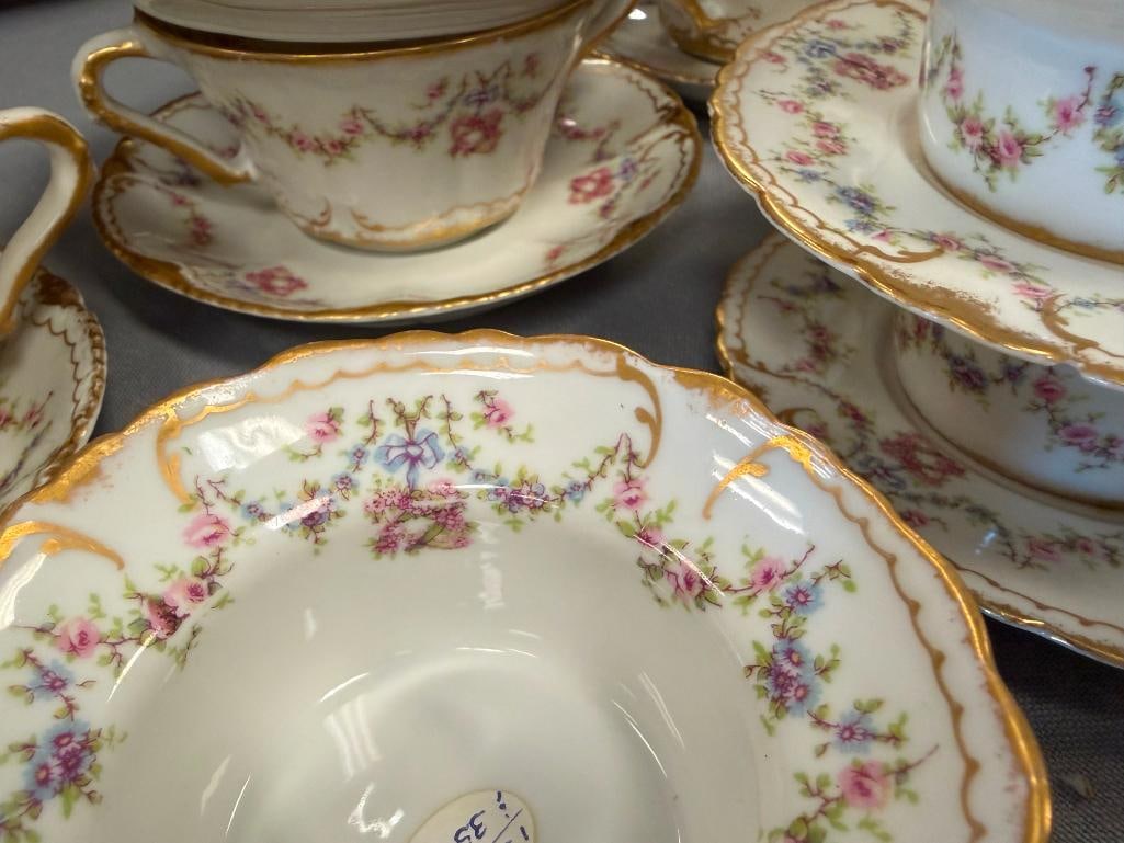 ANTIQUE VICTORIAN ERA THEODORE HAVILAND LIMOGES BOUILLON AND CUSTARD RAMEKINS WITH SAUCERS - 5