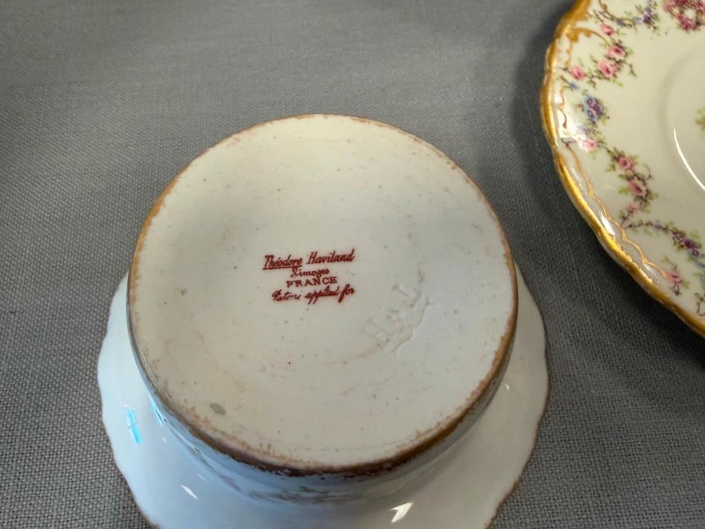 ANTIQUE VICTORIAN ERA THEODORE HAVILAND LIMOGES BOUILLON AND CUSTARD RAMEKINS WITH SAUCERS - 7