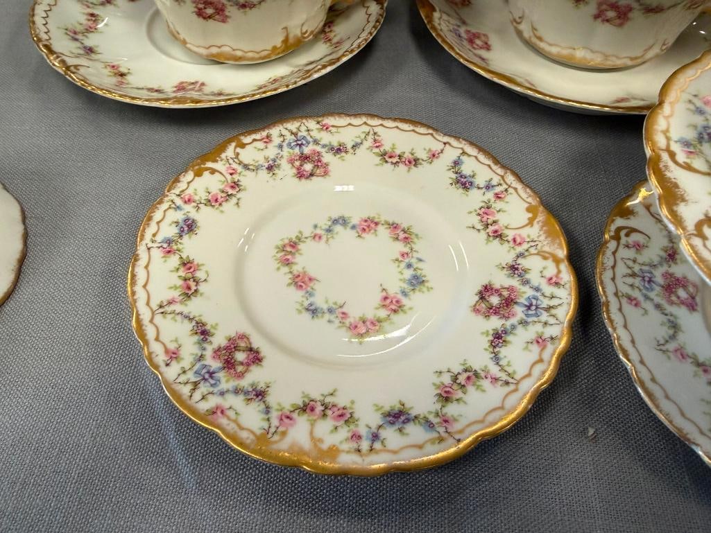 ANTIQUE VICTORIAN ERA THEODORE HAVILAND LIMOGES BOUILLON AND CUSTARD RAMEKINS WITH SAUCERS - 9